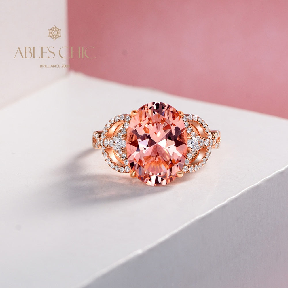 Bague solitaire spinelle orange R0927