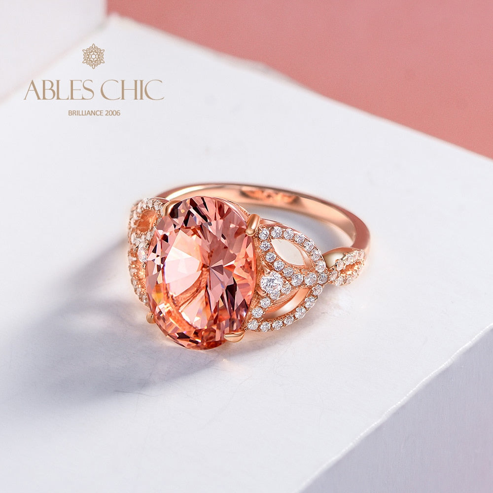 Bague solitaire spinelle orange R0927