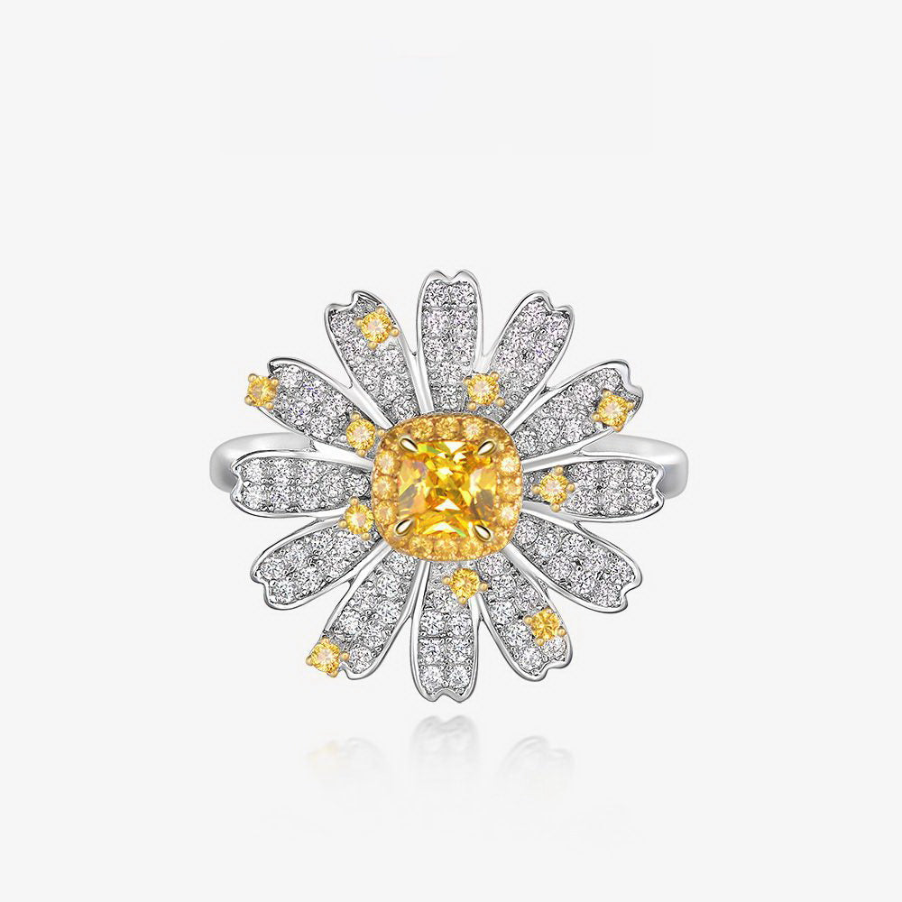 Bague citrine marguerite fleurie R1379