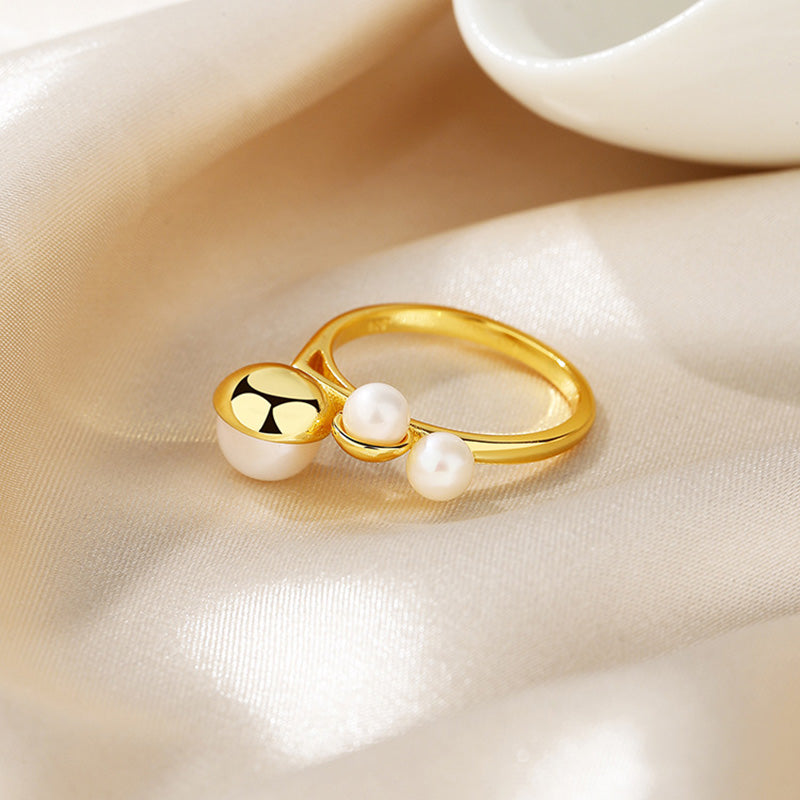 Bague 3 Pierres Perle d'Eau Douce RN1012