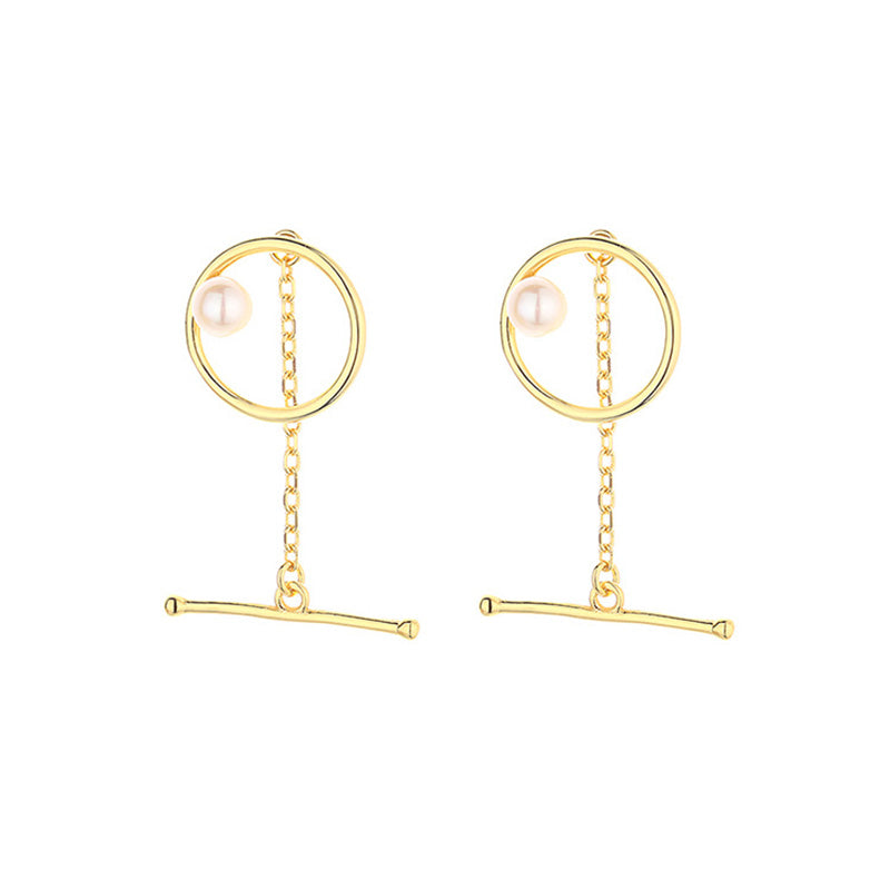 Boucles d'oreilles enchaînées de perles d'eau douce PE1044