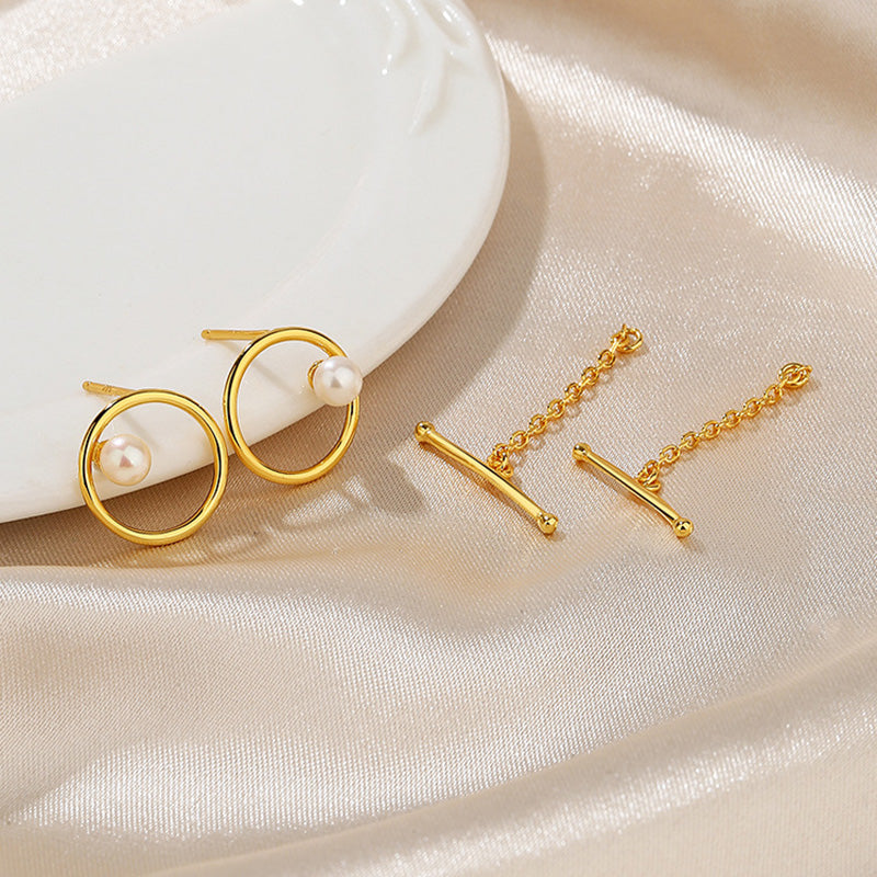 Boucles d'oreilles enchaînées de perles d'eau douce PE1044