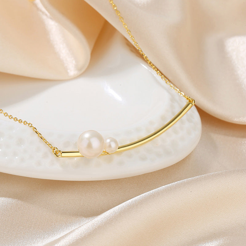 Boules de perles d’eau douce sur collier en fil PN1004