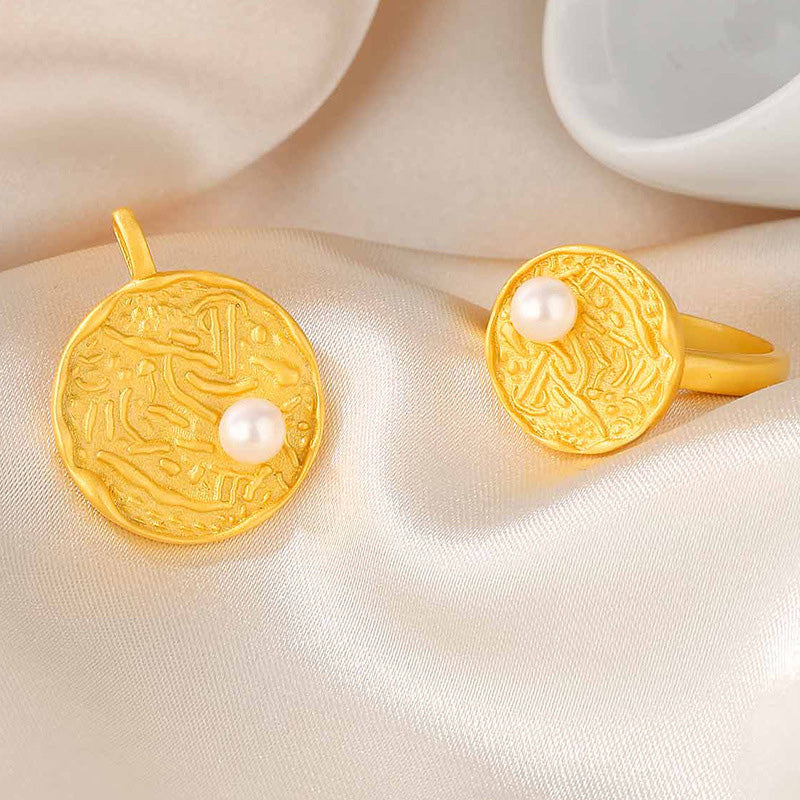 Pendentif pièce de monnaie en perles d'eau douce uniquement PN1015