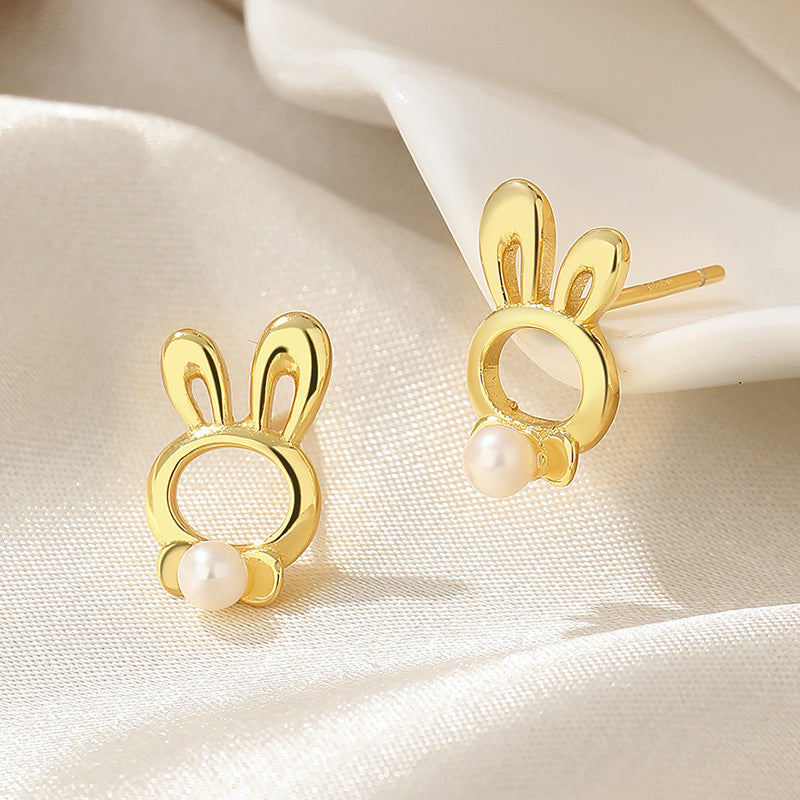 Boucles d'oreilles lapin en perles d'eau douce PE1010