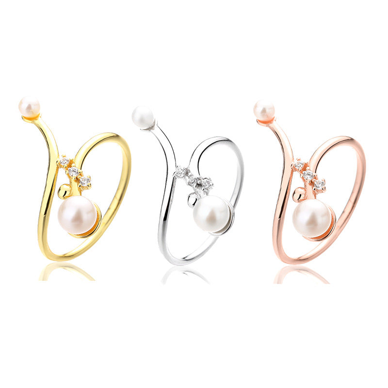Bague florale en perles d'eau douce RN1022