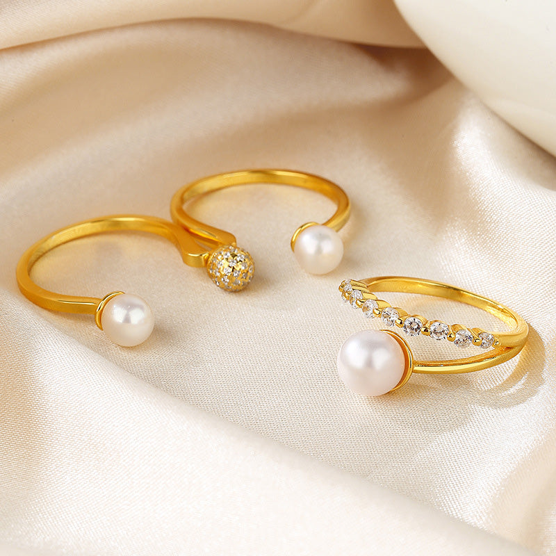 Bague 3 Boules Perle d'Eau Douce RN1009