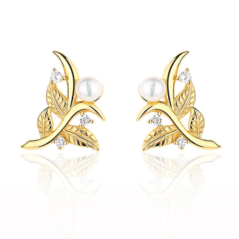 Boucles d'oreilles feuilles de perles d'eau douce PE1039