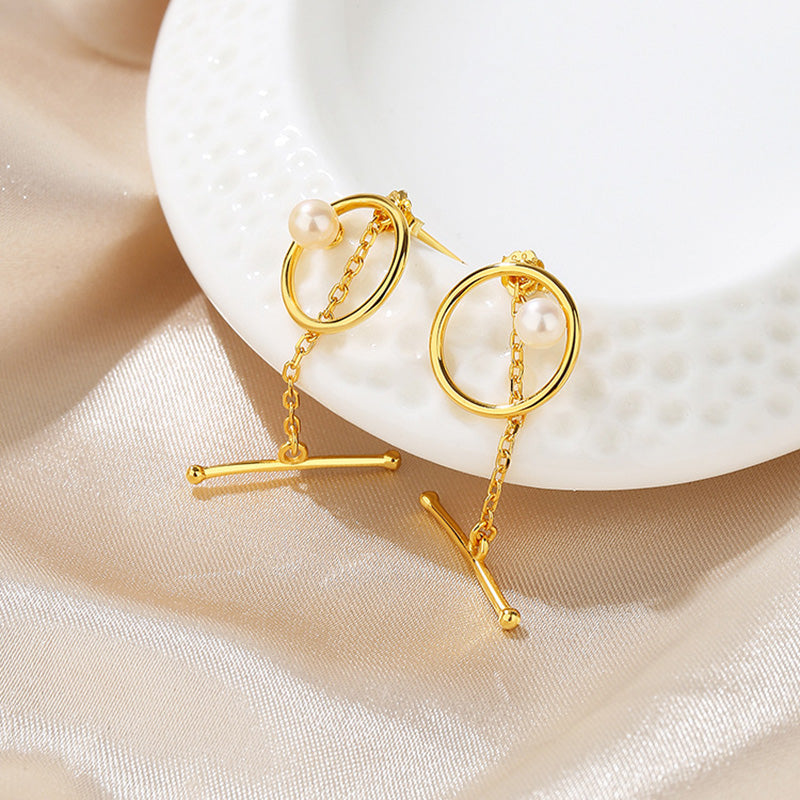 Boucles d'oreilles enchaînées de perles d'eau douce PE1044