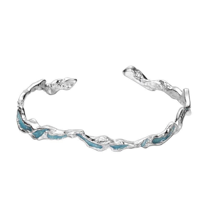 Bracelet froissé en émail bleu Alien B1011