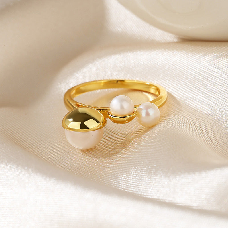 Bague 3 Pierres Perle d'Eau Douce RN1012