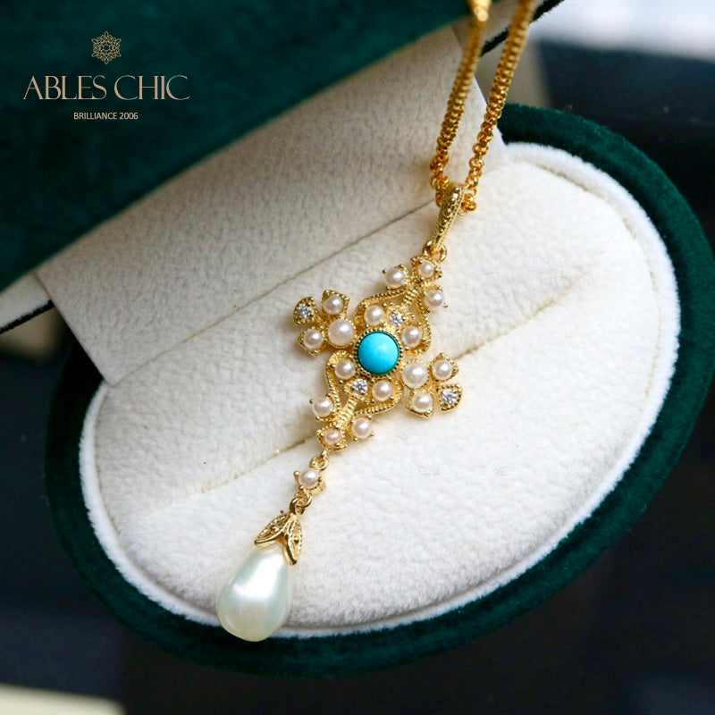 Pendentif Floral Perles d'Eau Douce 5701