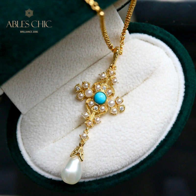 Pendentif Floral Perles d'Eau Douce 5701