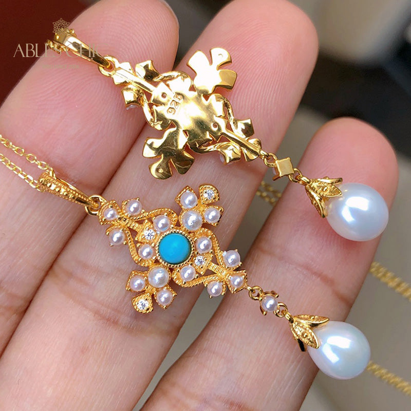 Pendentif Floral Perles d'Eau Douce 5701