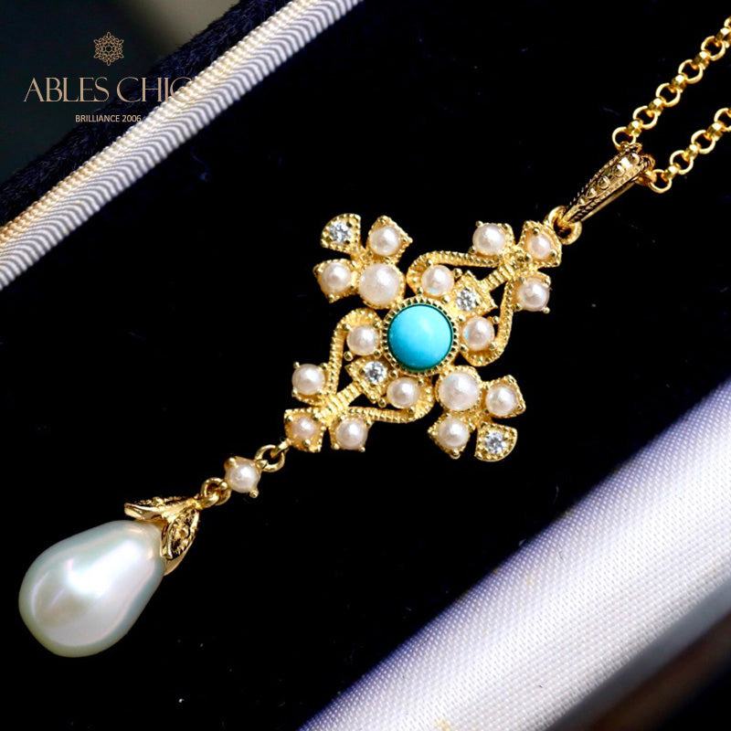 Pendentif Floral Perles d'Eau Douce 5701