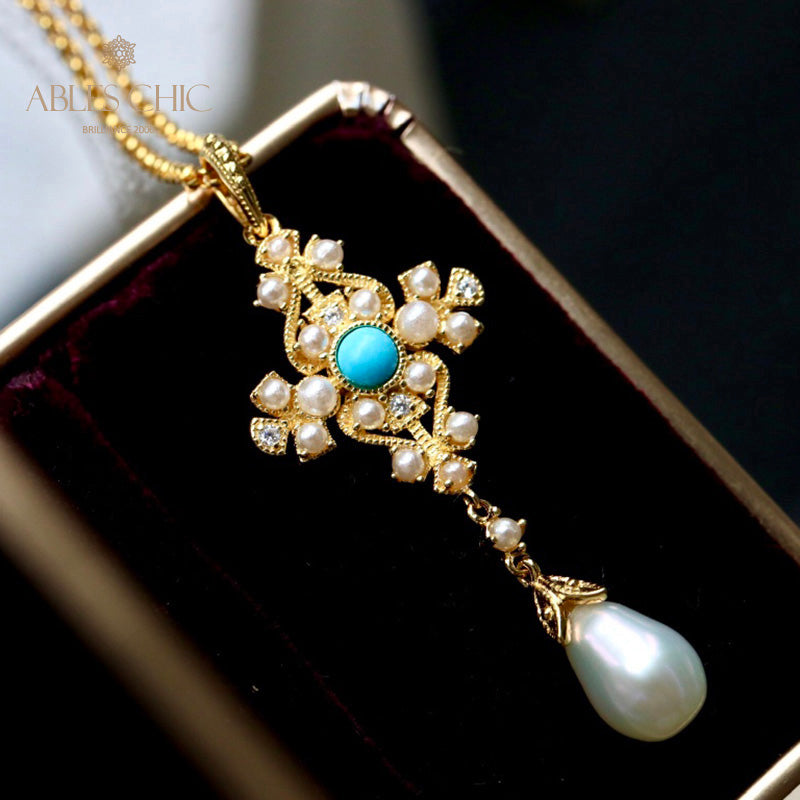 Pendentif Floral Perles d'Eau Douce 5701