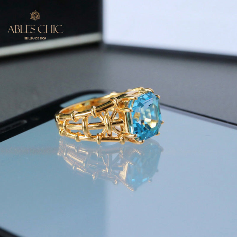 Bague topaze taille Asscher 5910