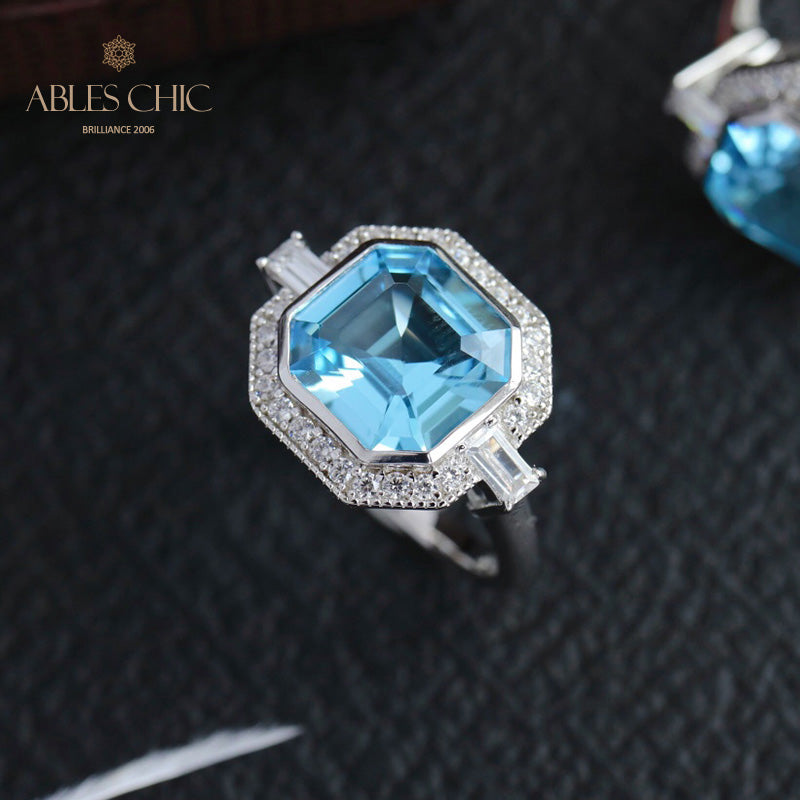 Bague pavée de topazes Asscher 5912