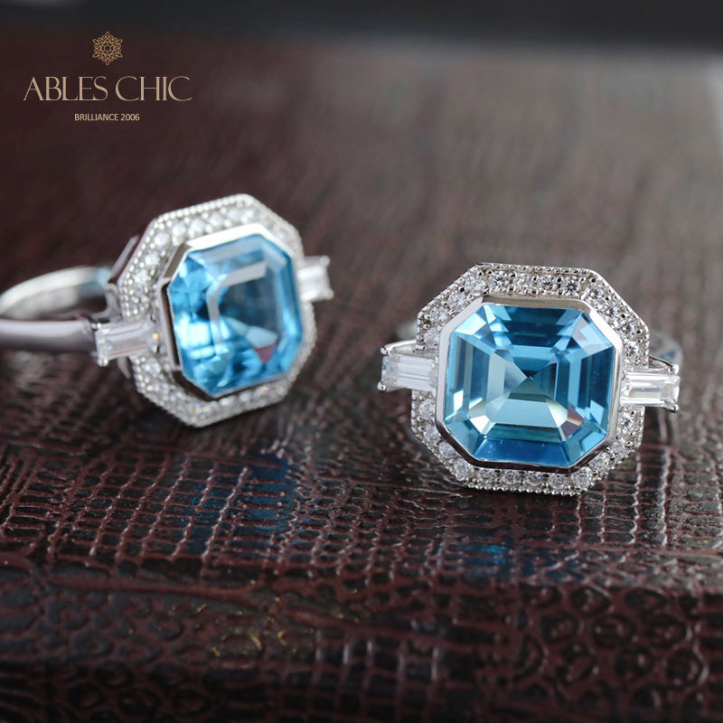 Bague pavée de topazes Asscher 5912