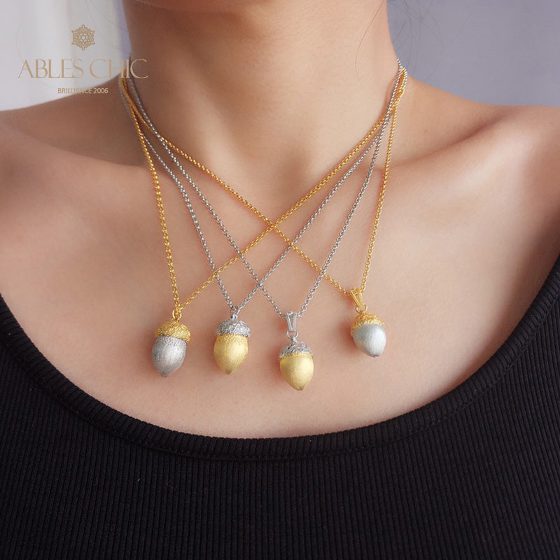 Collier bicolore pomme de pin mat 5962