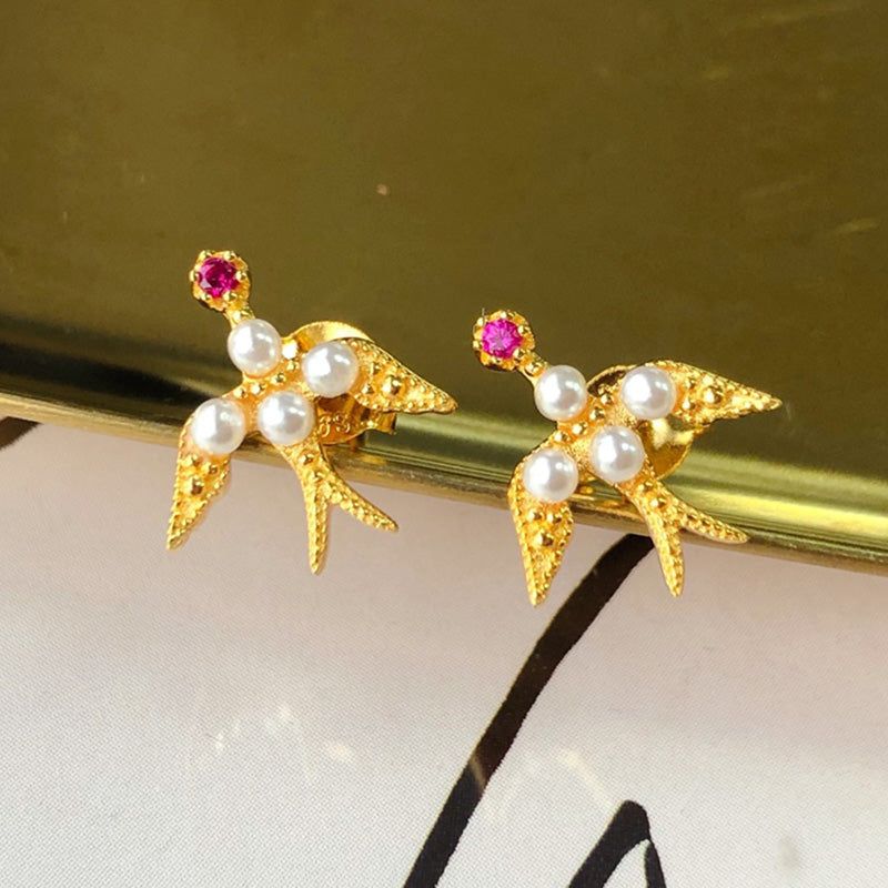 Boucles d'oreilles hirondelle en perles 5973