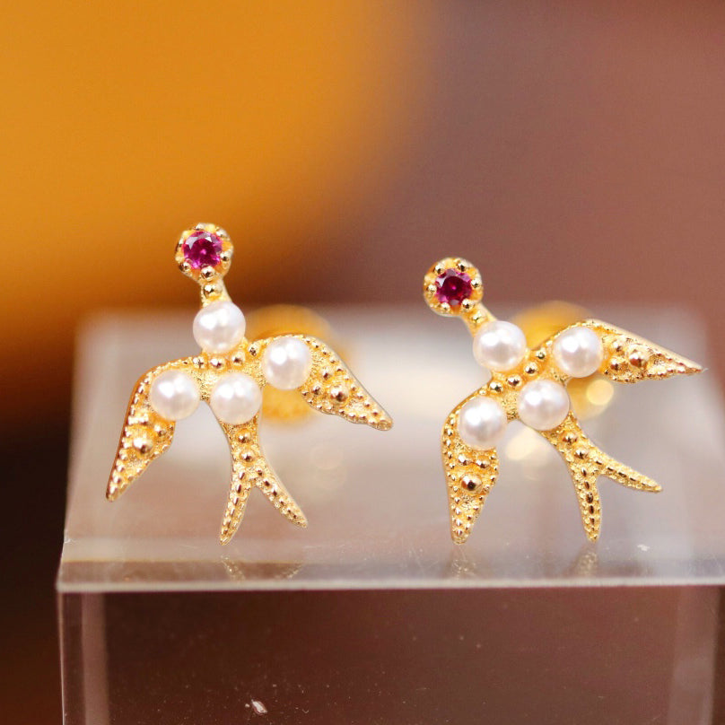 Boucles d'oreilles hirondelle en perles 5973