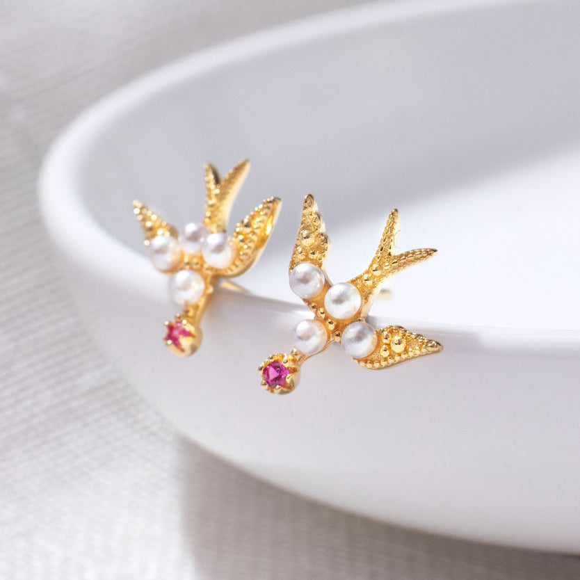 Boucles d'oreilles hirondelle en perles 5973