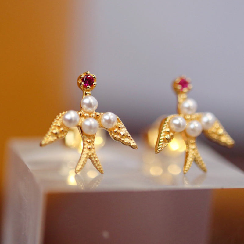 Boucles d'oreilles hirondelle en perles 5973
