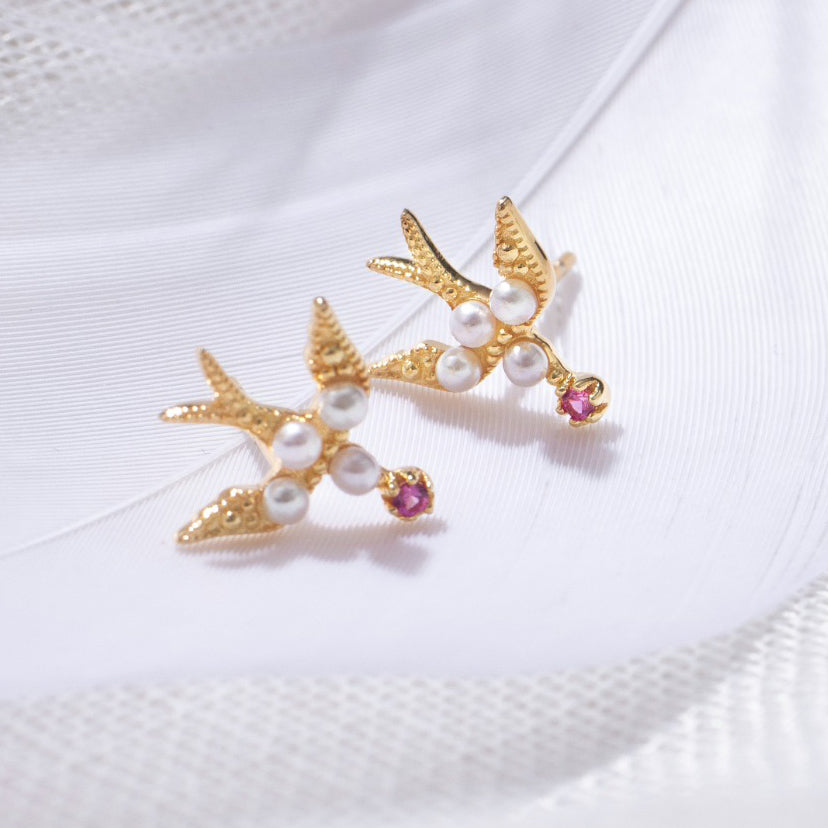 Boucles d'oreilles hirondelle en perles 5973