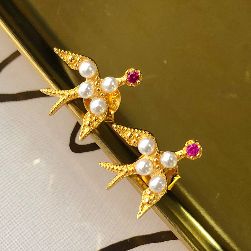 Boucles d'oreilles hirondelle en perles 5973
