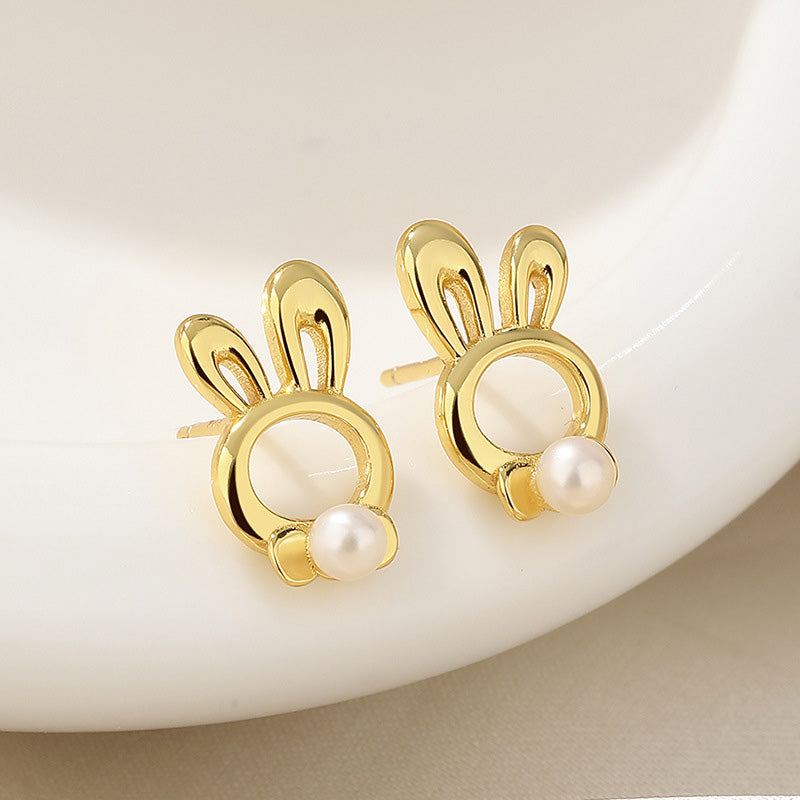 Boucles d'oreilles lapin en perles d'eau douce PE1010