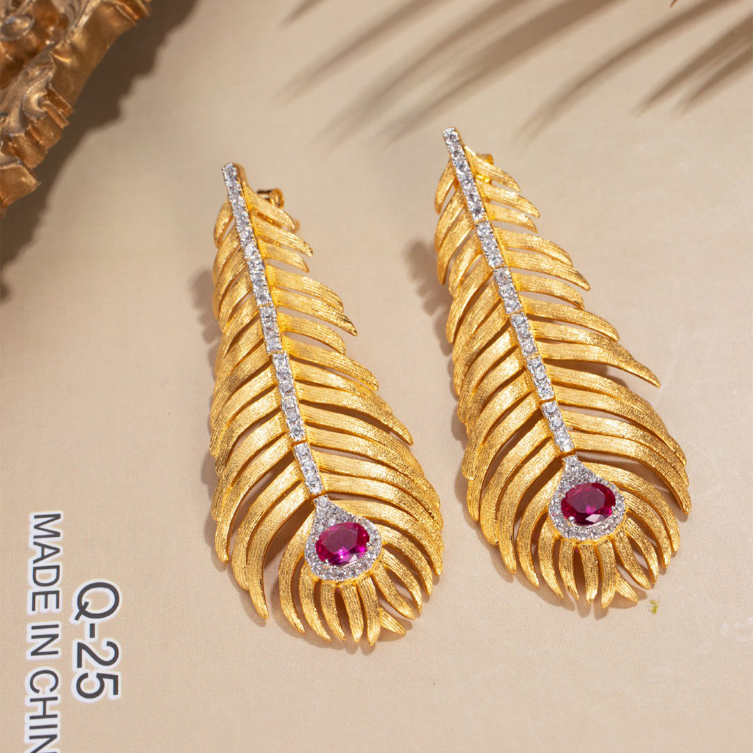 Boucles D'oreilles Longues Feuille De Pin 6162