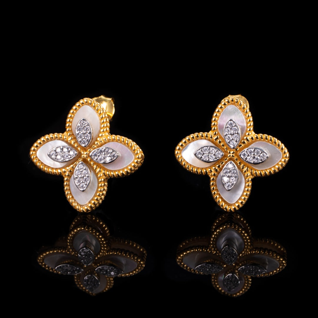 Boucles d'oreilles trèfle agate 6169