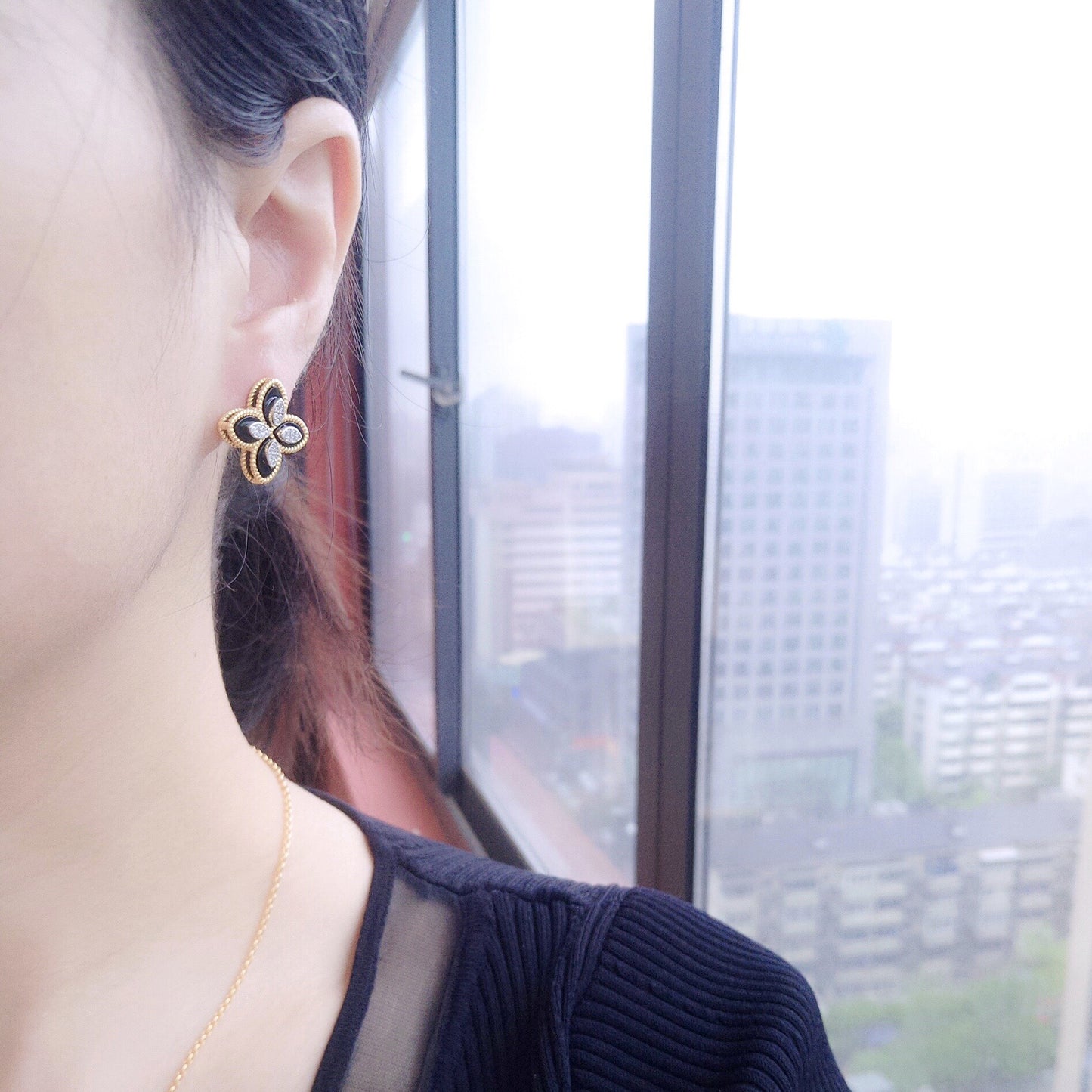 Boucles d'oreilles trèfle agate 6169