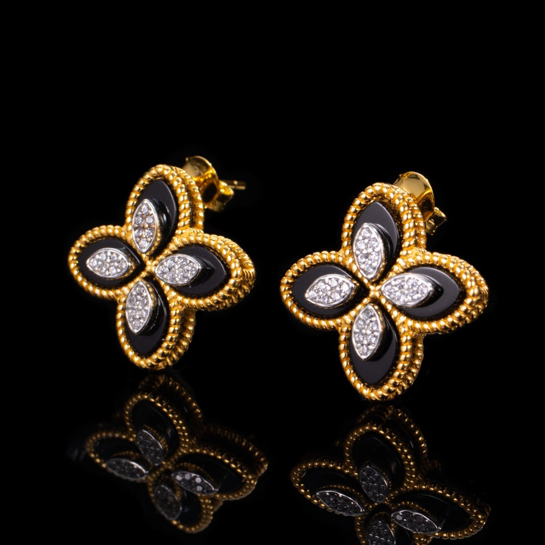 Boucles d'oreilles trèfle agate 6169