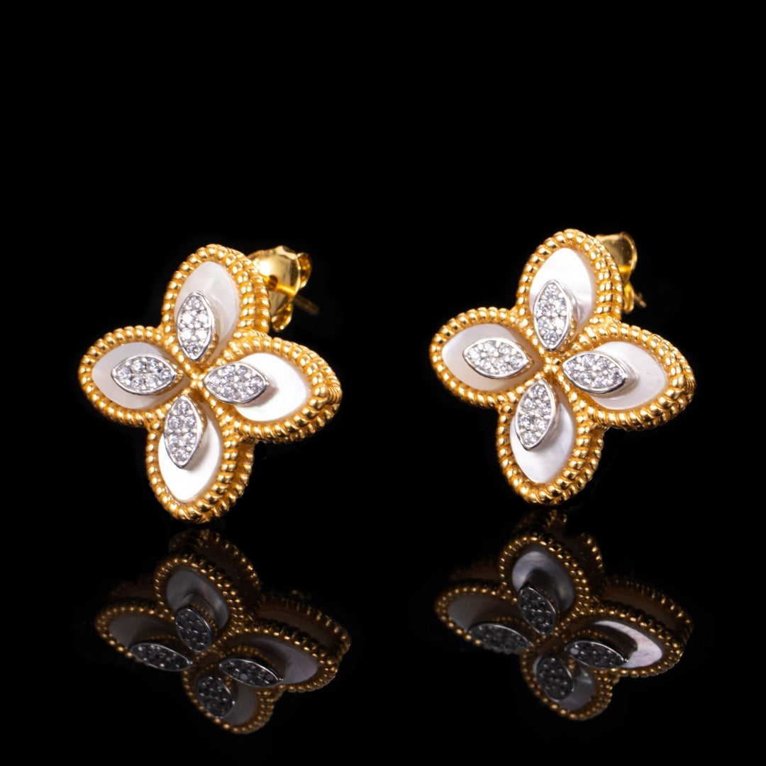 Boucles d'oreilles trèfle agate 6169