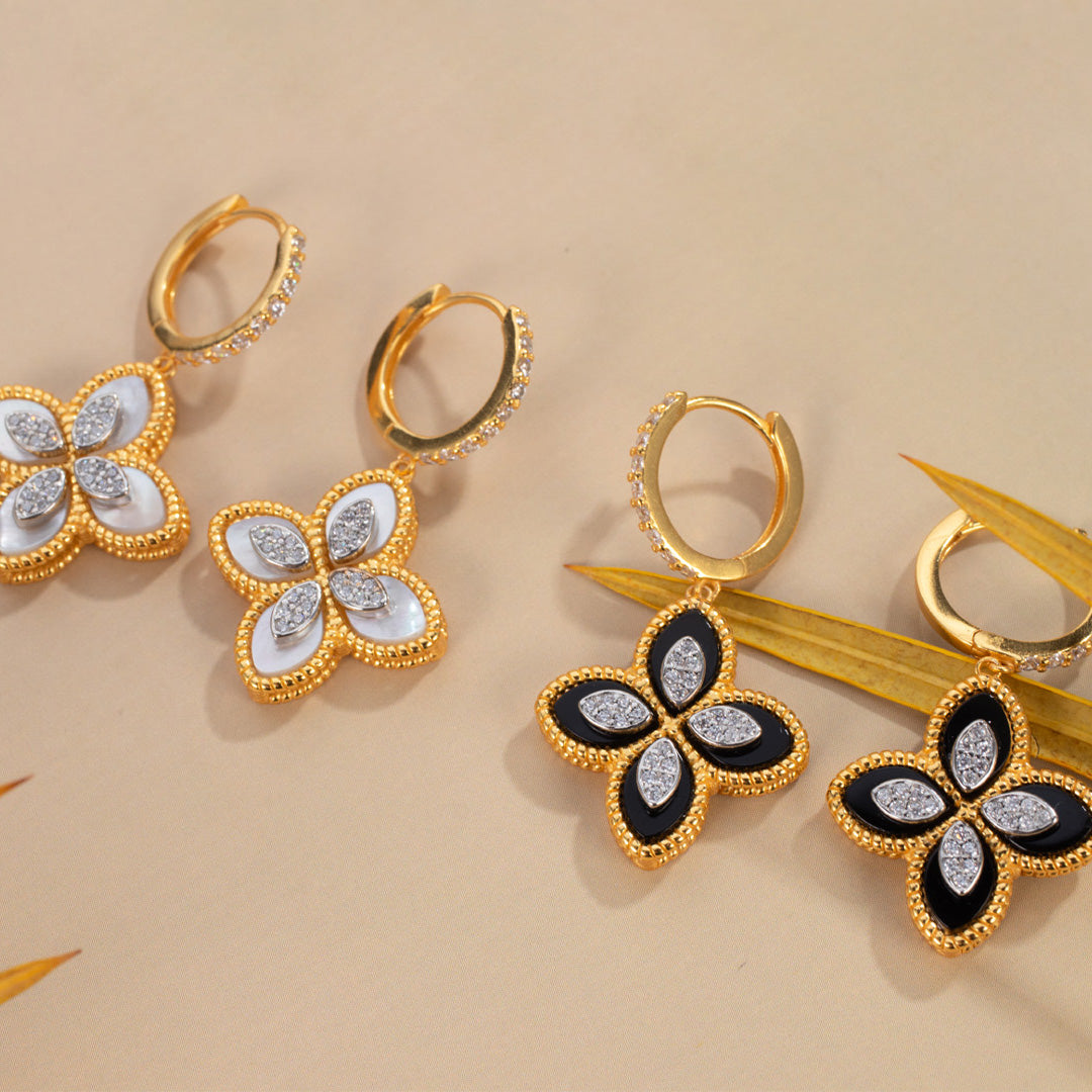 Boucles d'oreilles pendantes trèfle 6170