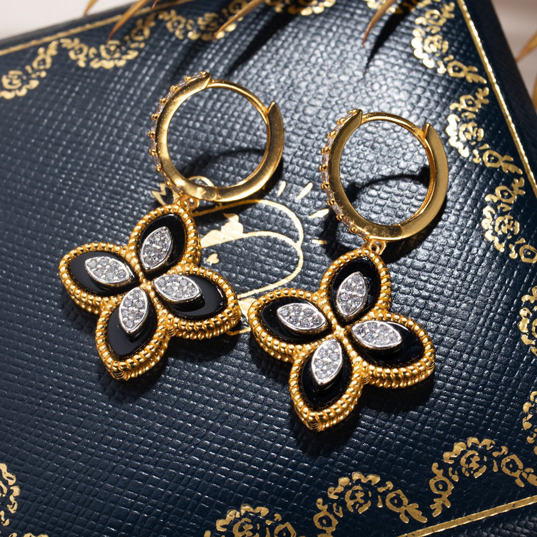 Boucles d'oreilles pendantes trèfle 6170