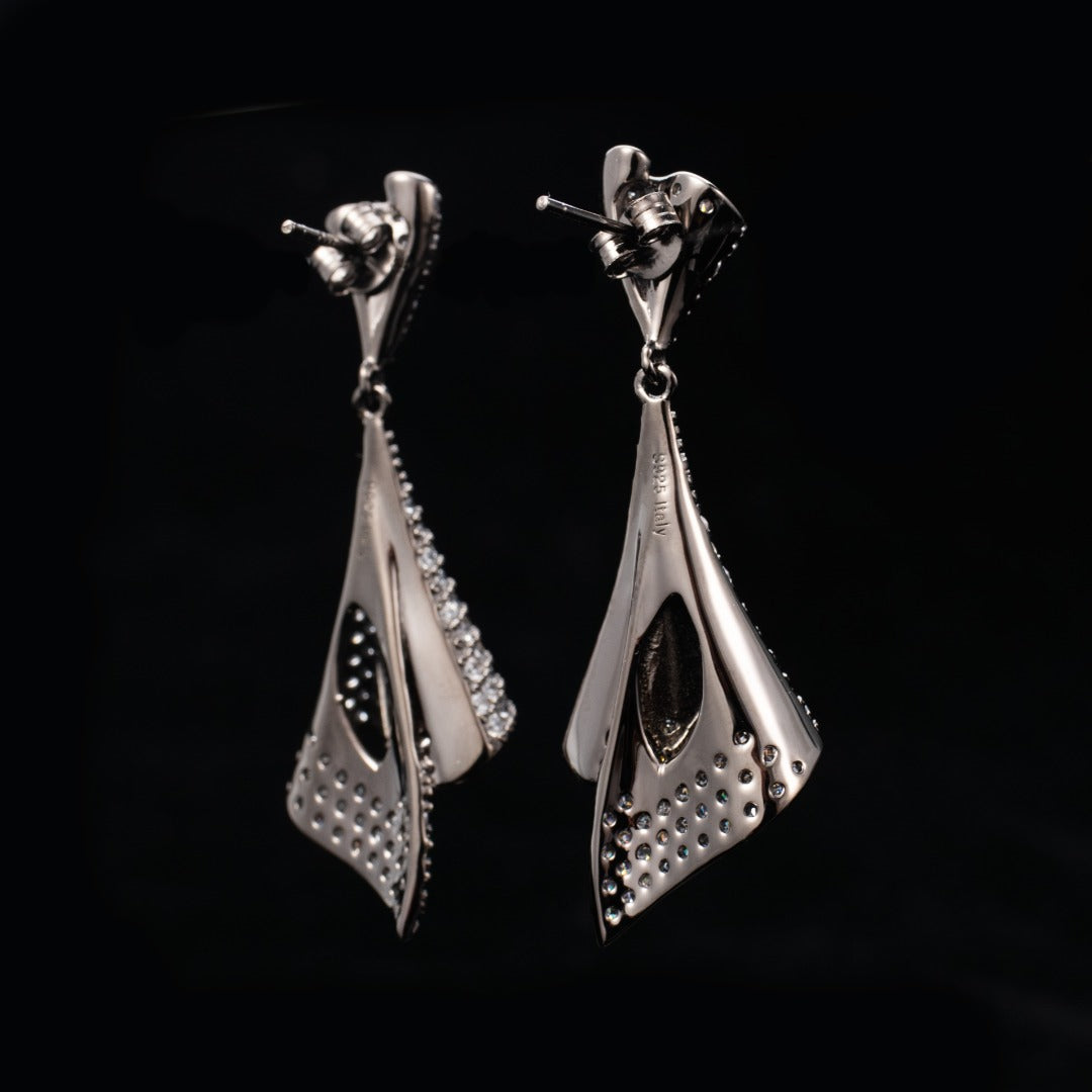 Boucles d'oreilles géométriques pavées 6181