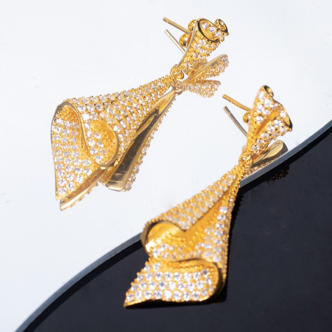Boucles d'oreilles géométriques pavées 6181