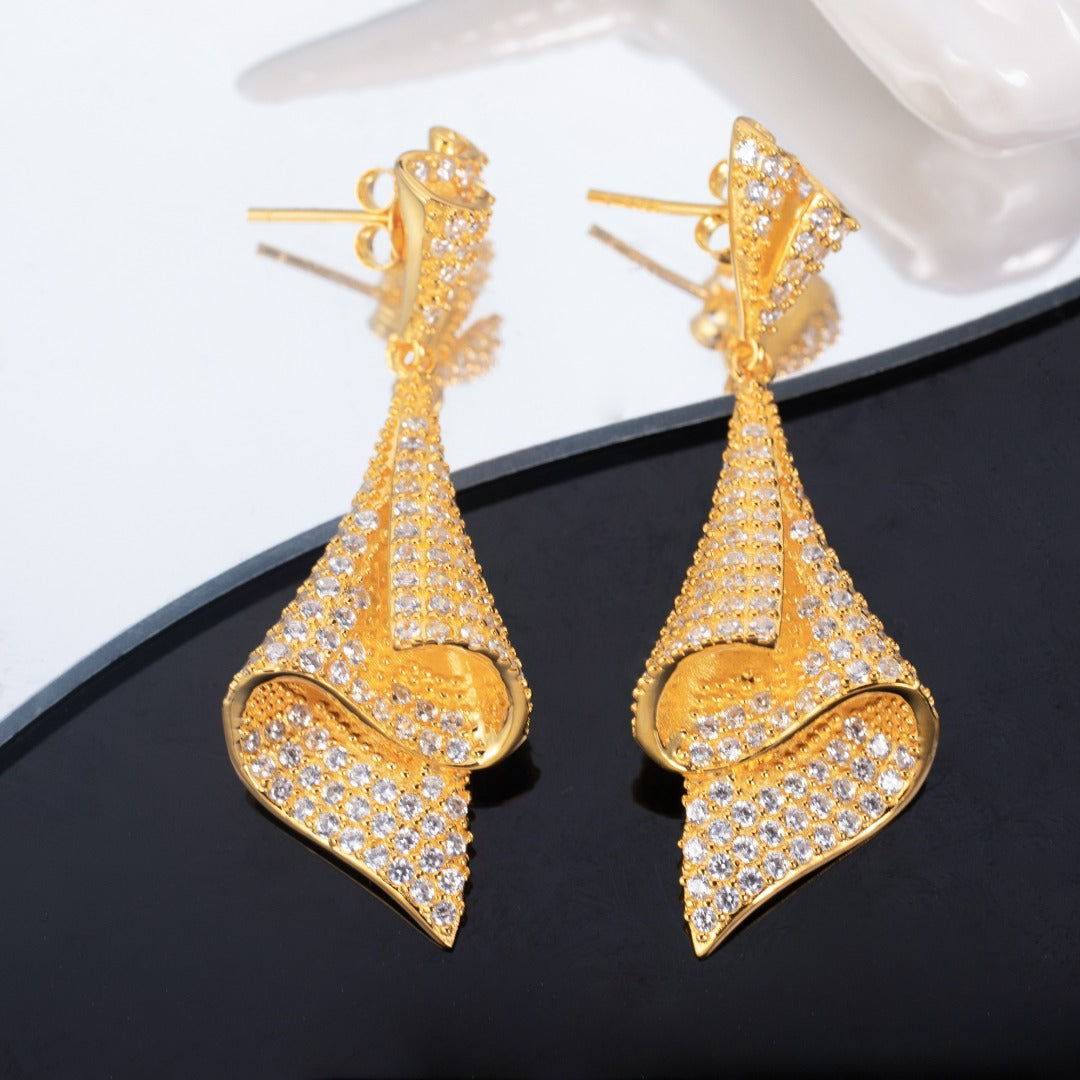 Boucles d'oreilles géométriques pavées 6181