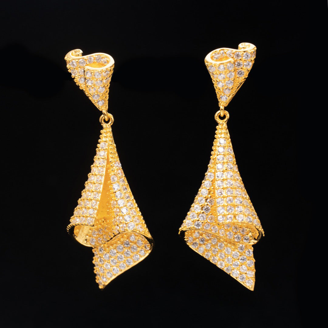 Boucles d'oreilles géométriques pavées 6181