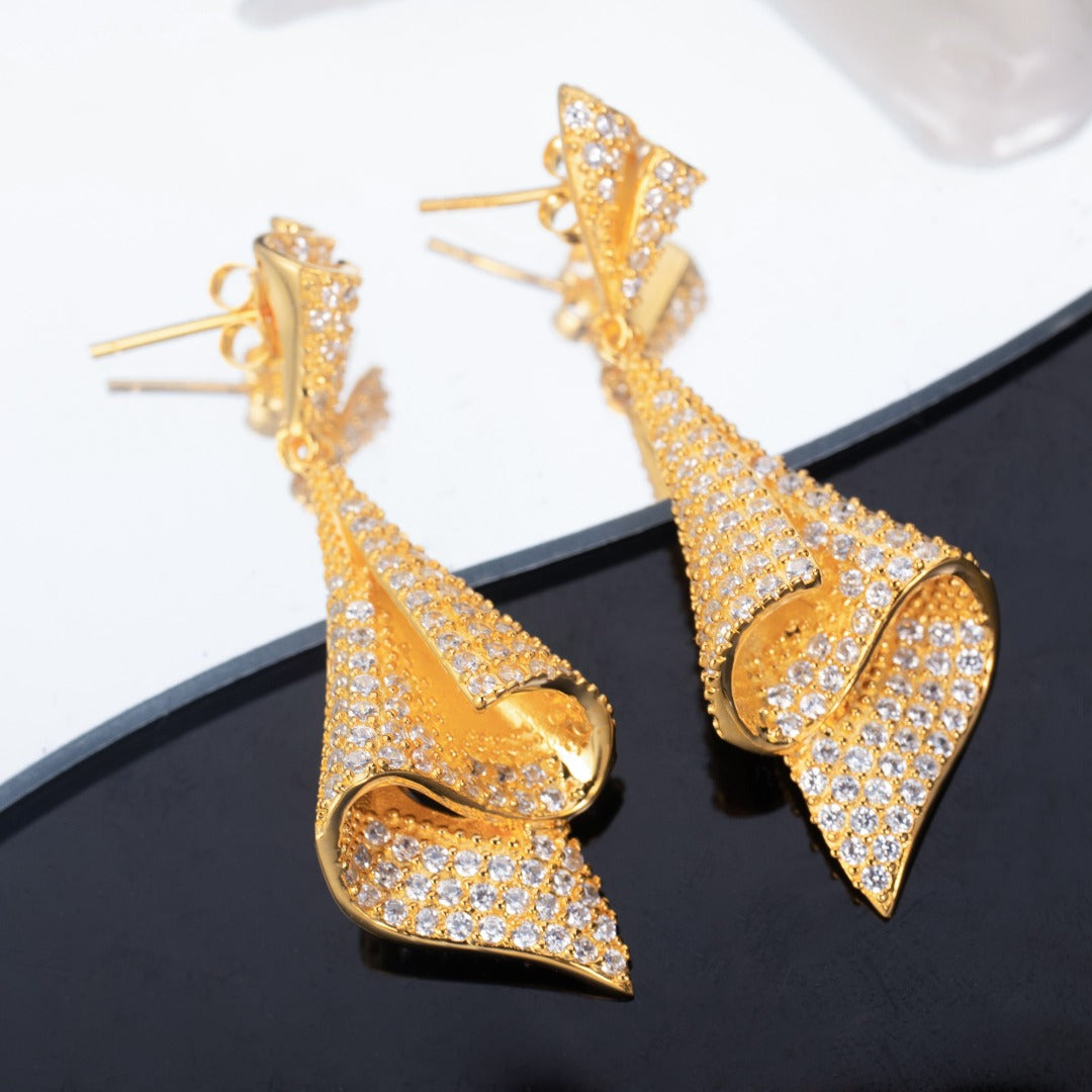 Boucles d'oreilles géométriques pavées 6181