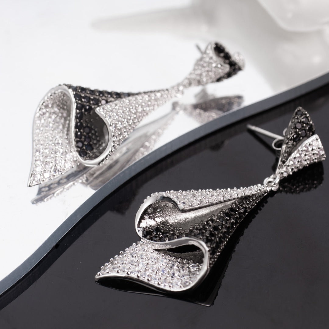 Boucles d'oreilles géométriques pavées 6181