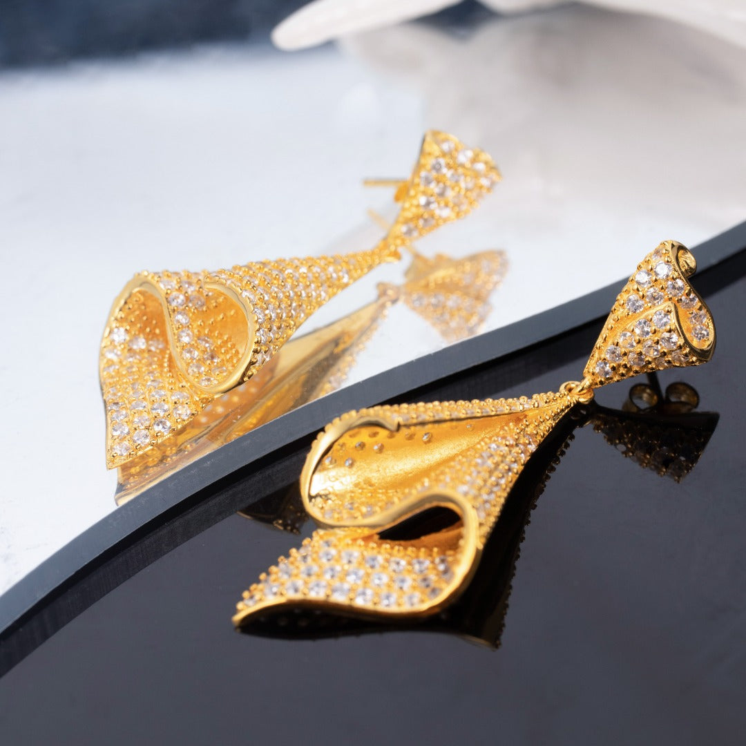 Boucles d'oreilles géométriques pavées 6181