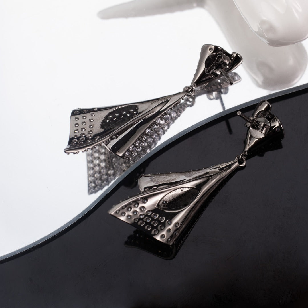 Boucles d'oreilles géométriques pavées 6181