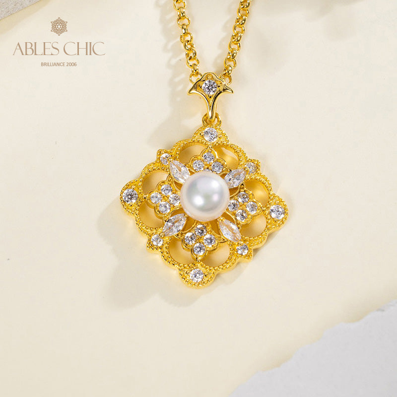 Collier trèfle de perles Akoya 6186
