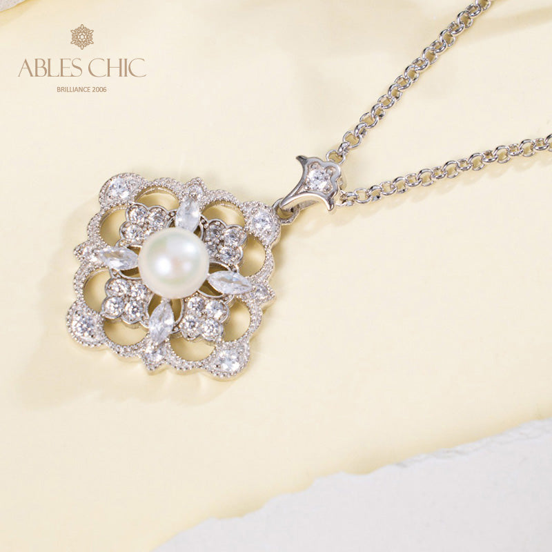 Collier trèfle de perles Akoya 6186