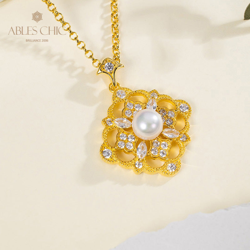 Collier trèfle de perles Akoya 6186