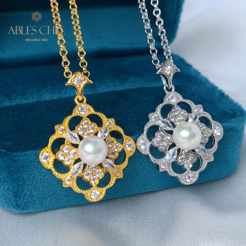 Collier trèfle de perles Akoya 6186